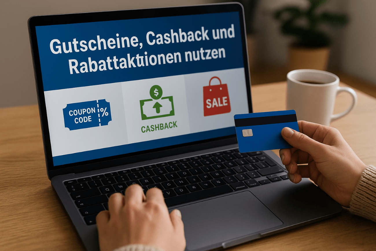 Person mit Kreditkarte am Laptop