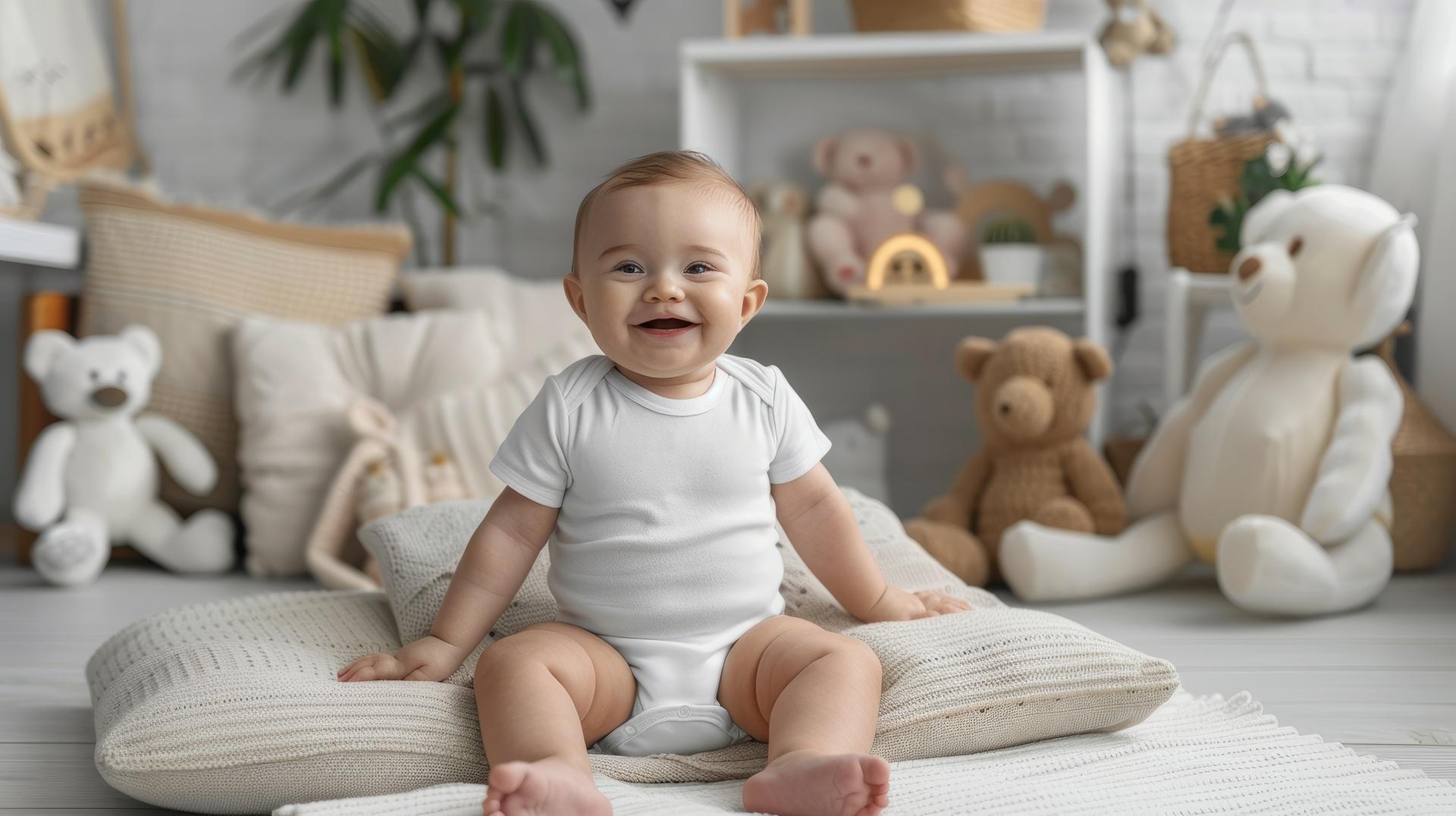 Lachendes Kind im Spielbereich | Baby Produkte

