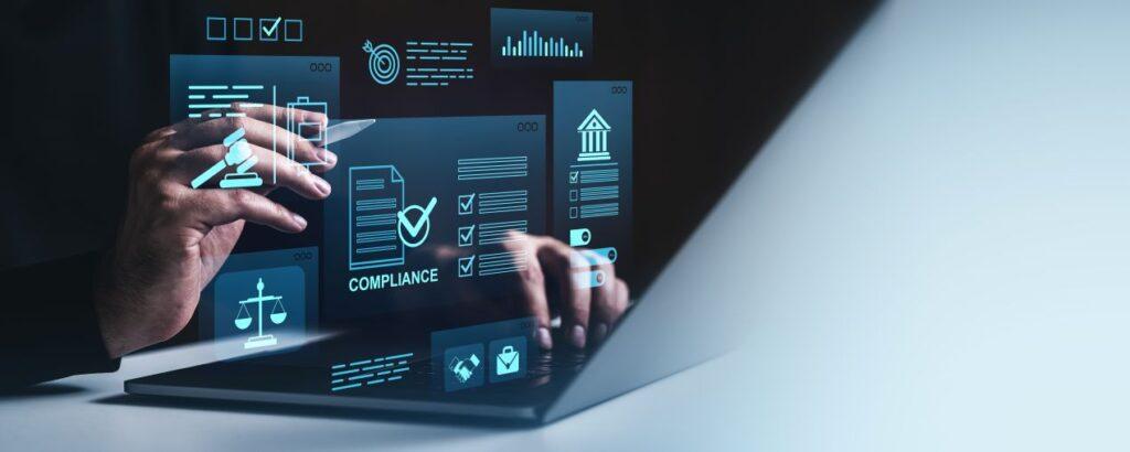 Digitale Compliance-Prozesse auf Laptop, visualisiert für Unternehmen durch Wirtschaftskanzlei Nürnberg